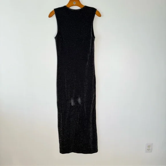 Reformation Maevry Knit Maxi Dress Sparkle Minimalist Party Black  S [flaw] - Picture 3 of 12